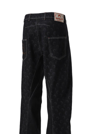 MOON LASER DENIM CURVED JEANS / BLK