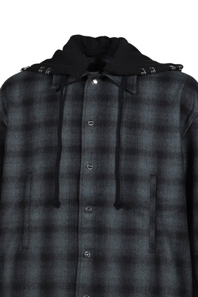 OVERSIZE HOODED FLANNEL SHIRT / CHA