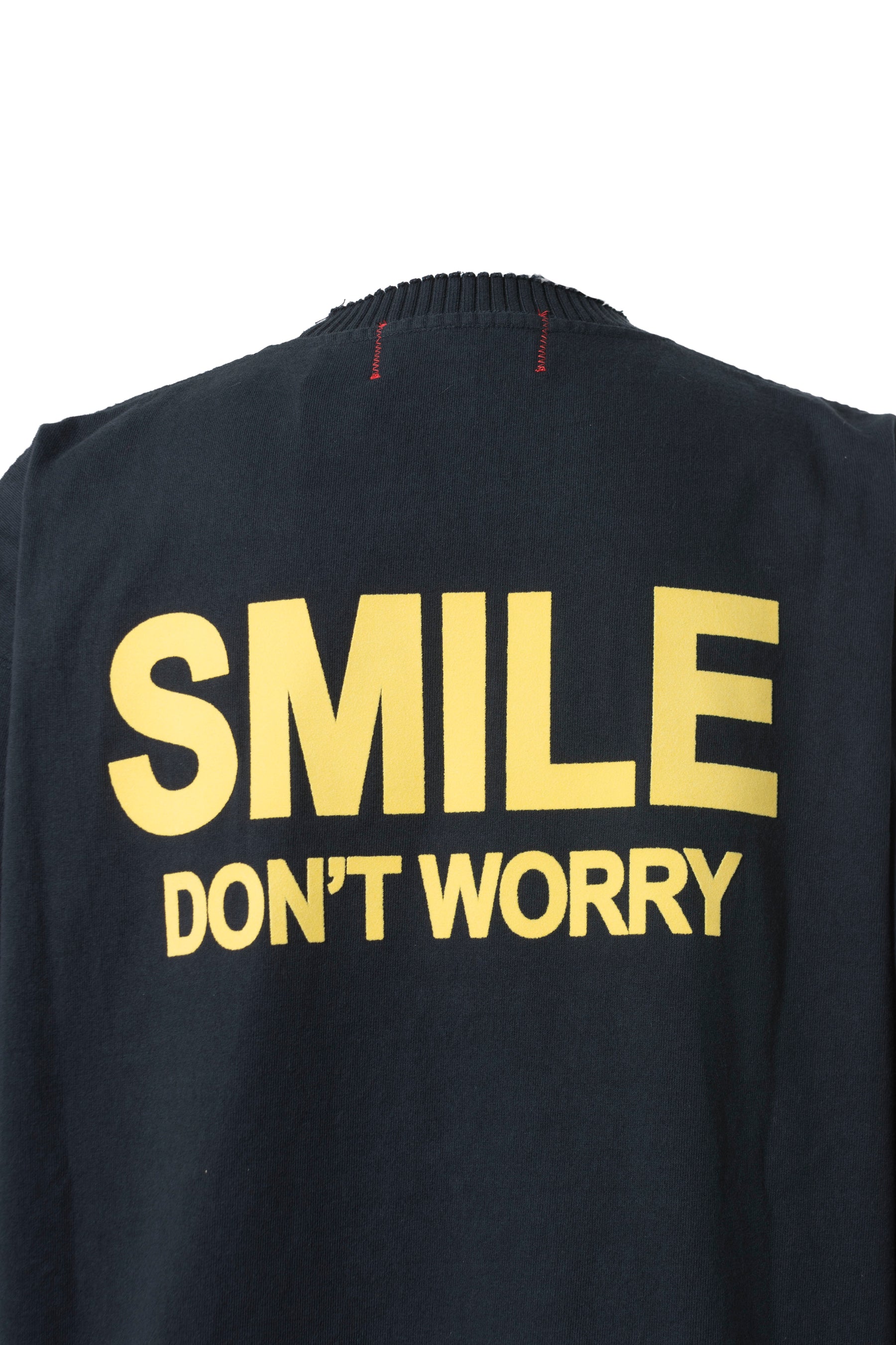 Perfect ribs BASIC LONG SLEEVE T-SHIRTS "SMILE DON'T WORRY" / BLK