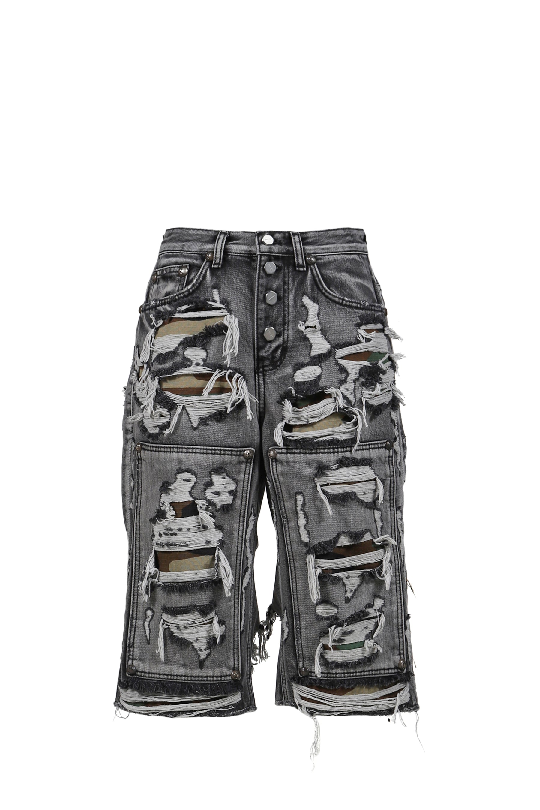 HELL CAMO DENIM SHORTS / BLK