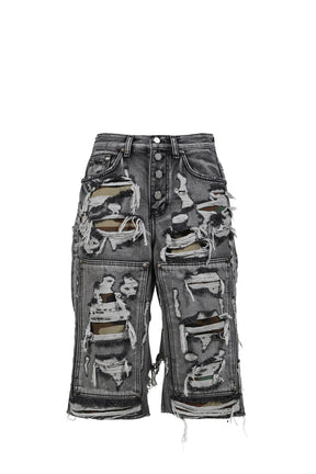 HELL CAMO DENIM SHORTS / BLK