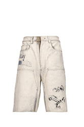 HOLY MOUNTAIN PAINTED LEATHER DBL KNEE SHORT / WHT