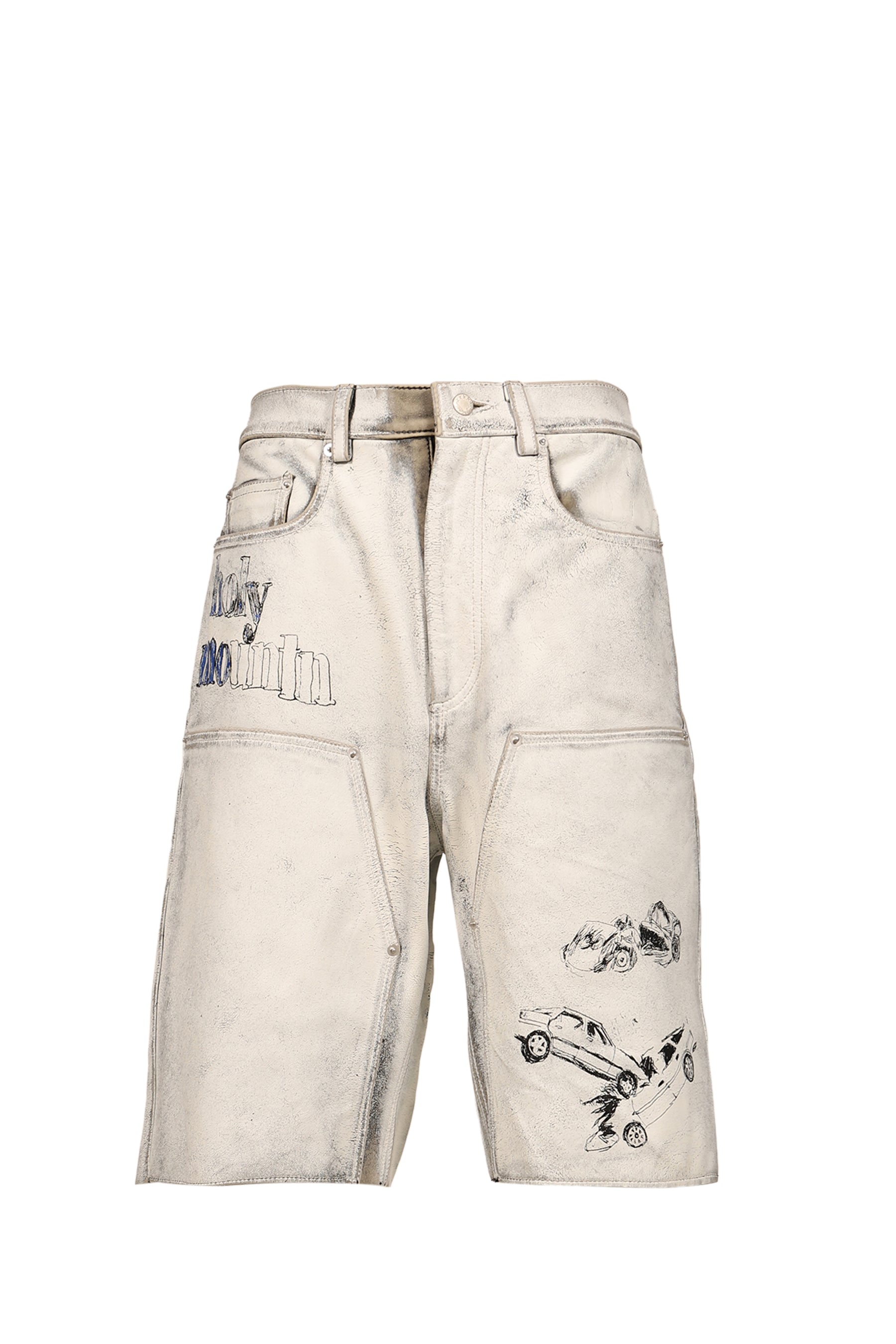 HOLY MOUNTAIN PAINTED LEATHER DBL KNEE SHORT / WHT