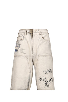 HOLY MOUNTAIN PAINTED LEATHER DBL KNEE SHORT / WHT