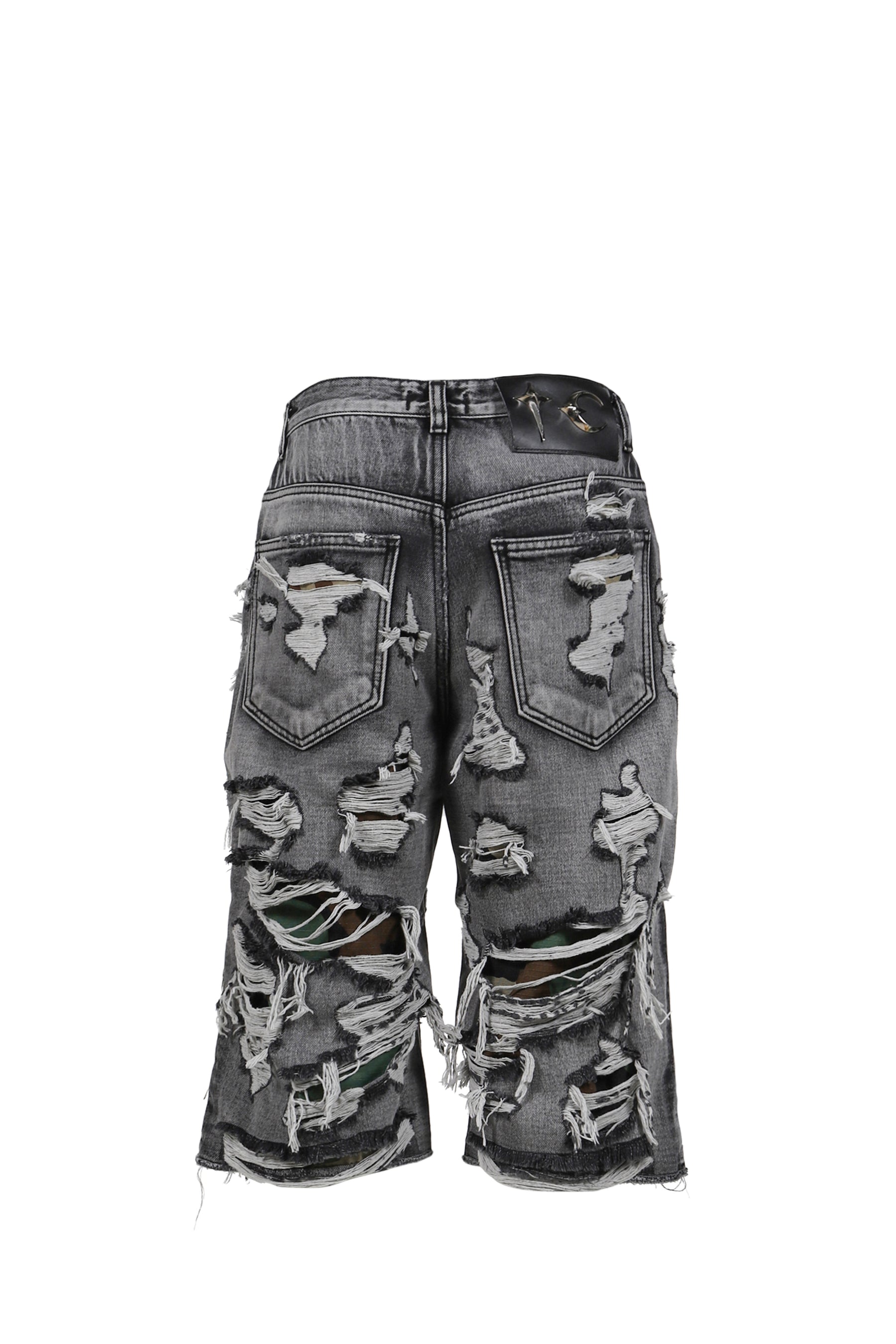 HELL CAMO DENIM SHORTS / BLK