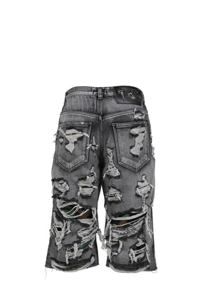 HELL CAMO DENIM SHORTS / BLK