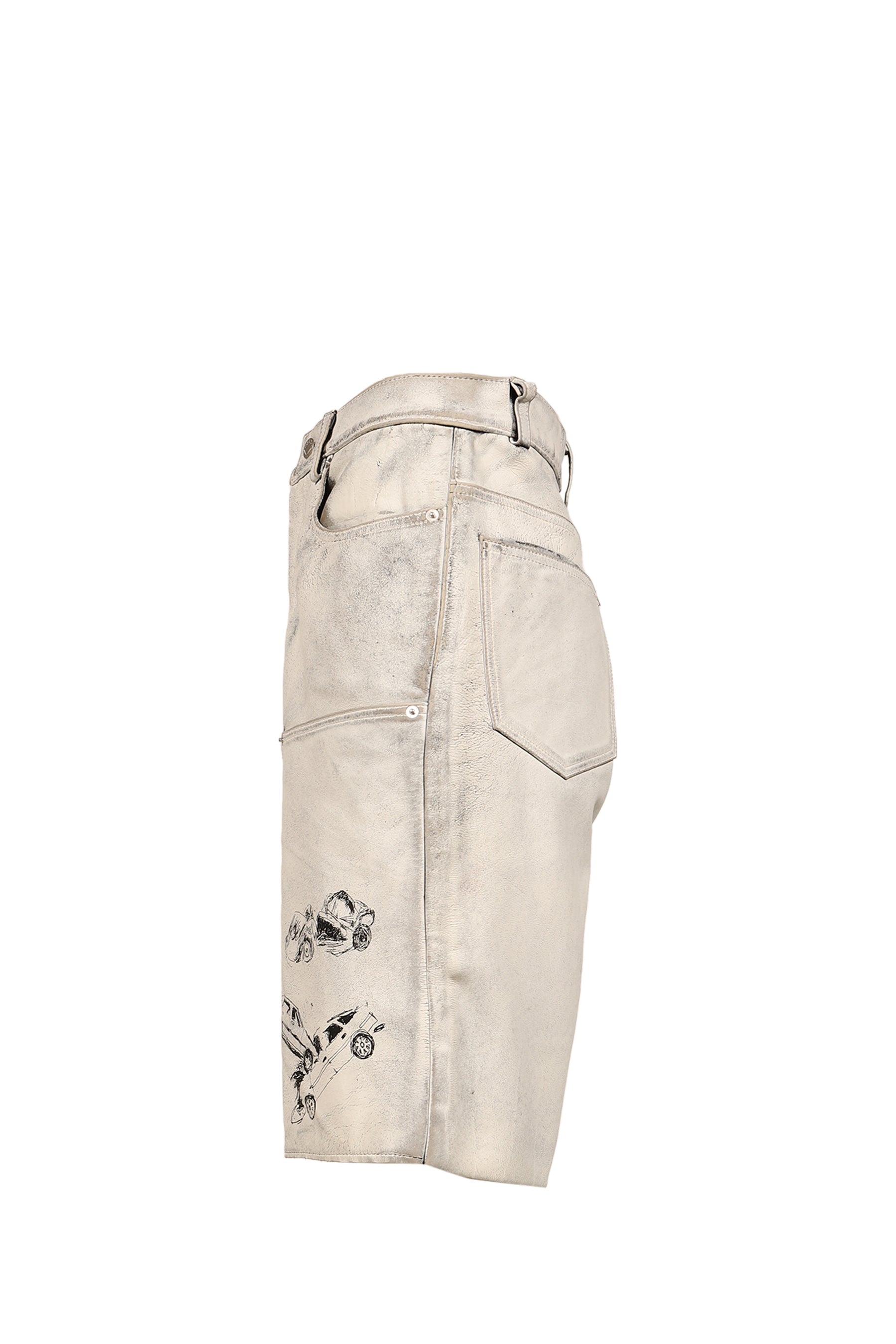 HOLY MOUNTAIN PAINTED LEATHER DBL KNEE SHORT / WHT