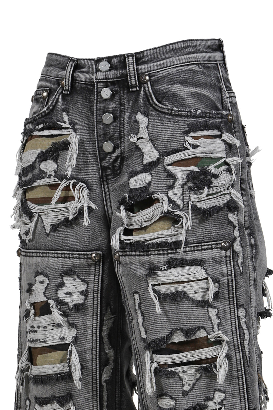 HELL CAMO DENIM SHORTS / BLK