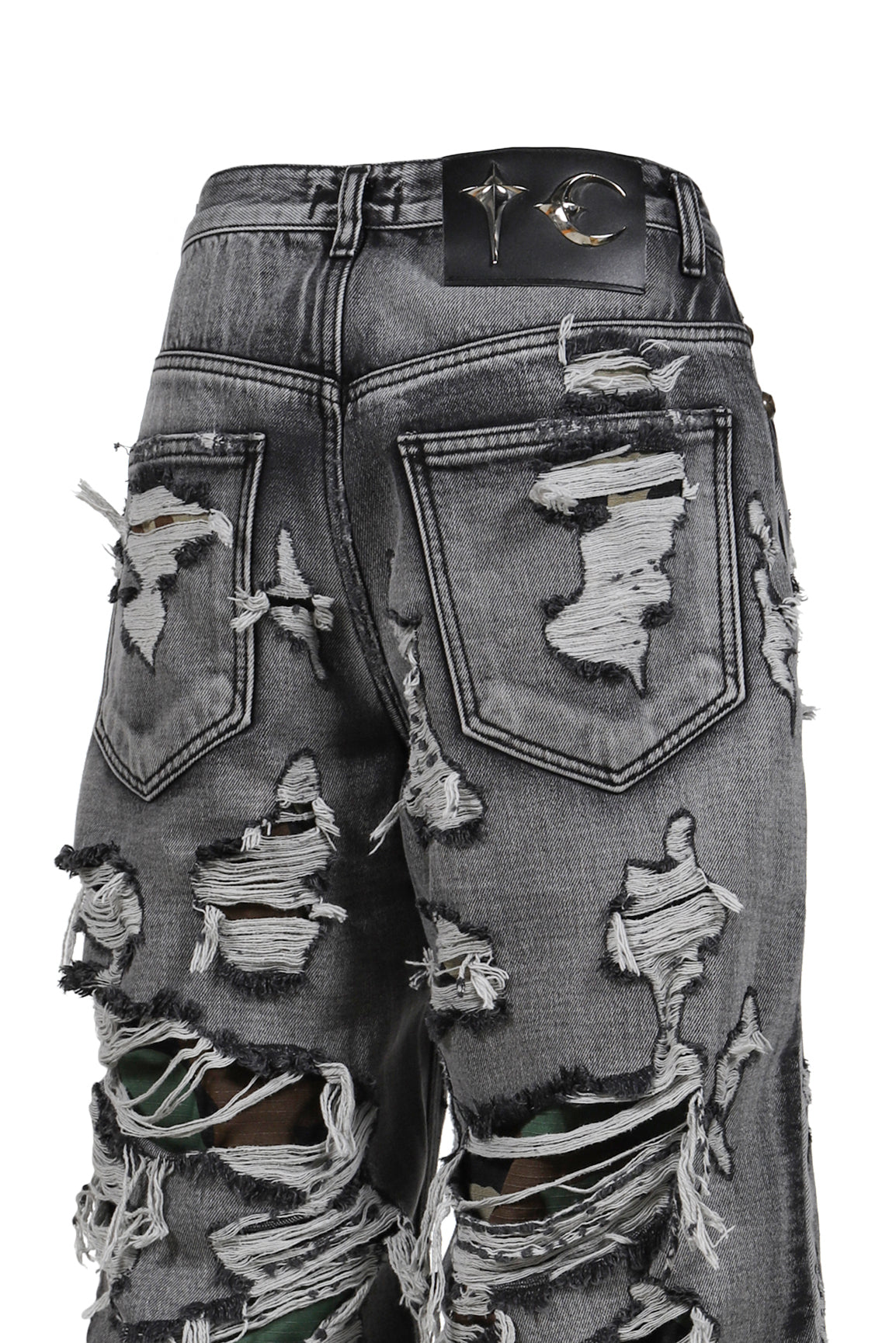 HELL CAMO DENIM SHORTS / BLK
