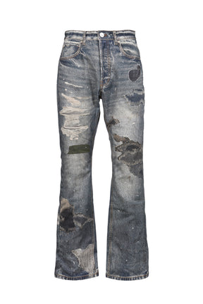 TROMPELOEIL SEMI FLARE PANTS / BLU