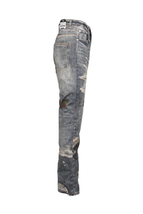 TROMPELOEIL SEMI FLARE PANTS / BLU