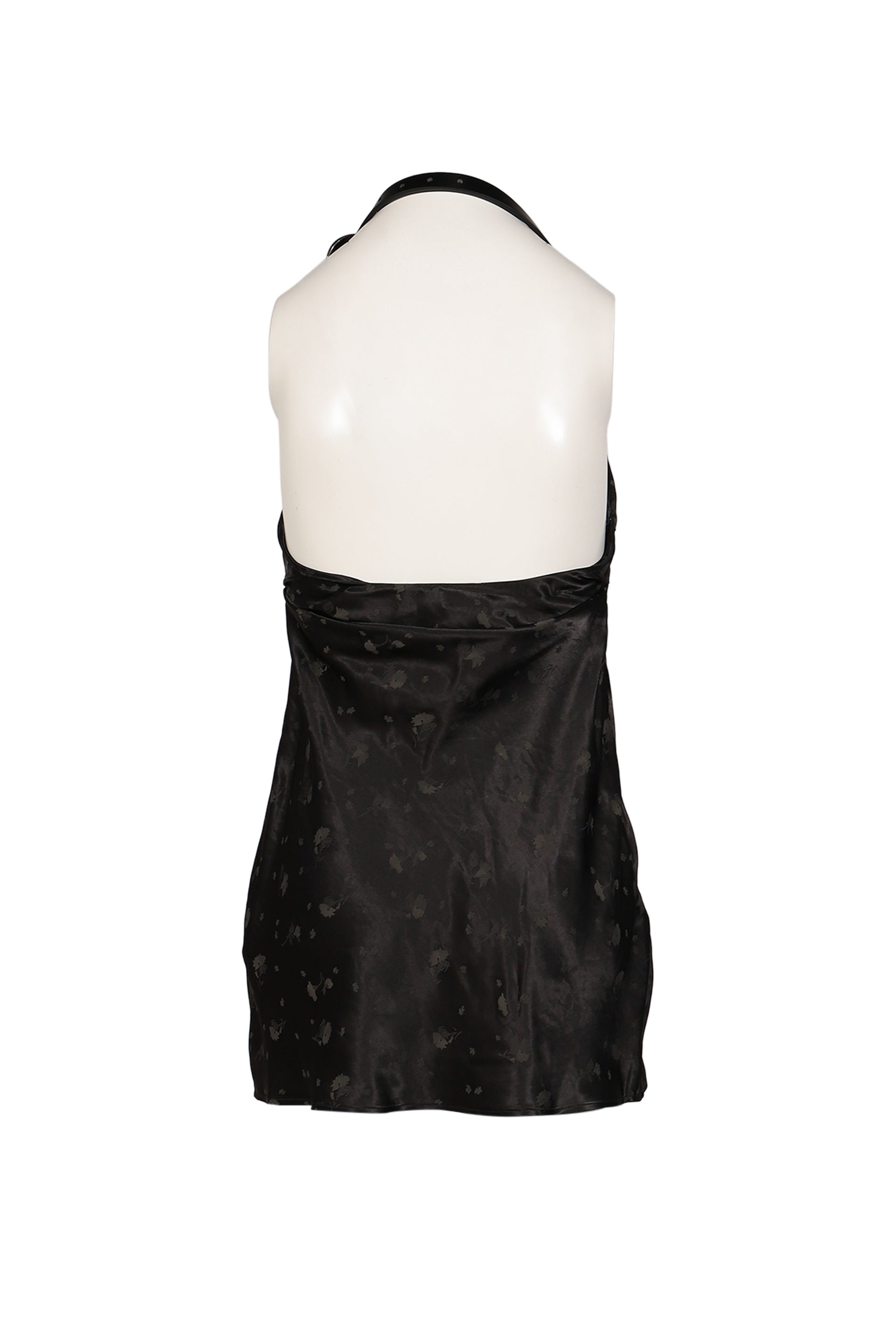 BLACK METAL BUCKLE HALTER COWL NECK MINI DRESS / BLK
