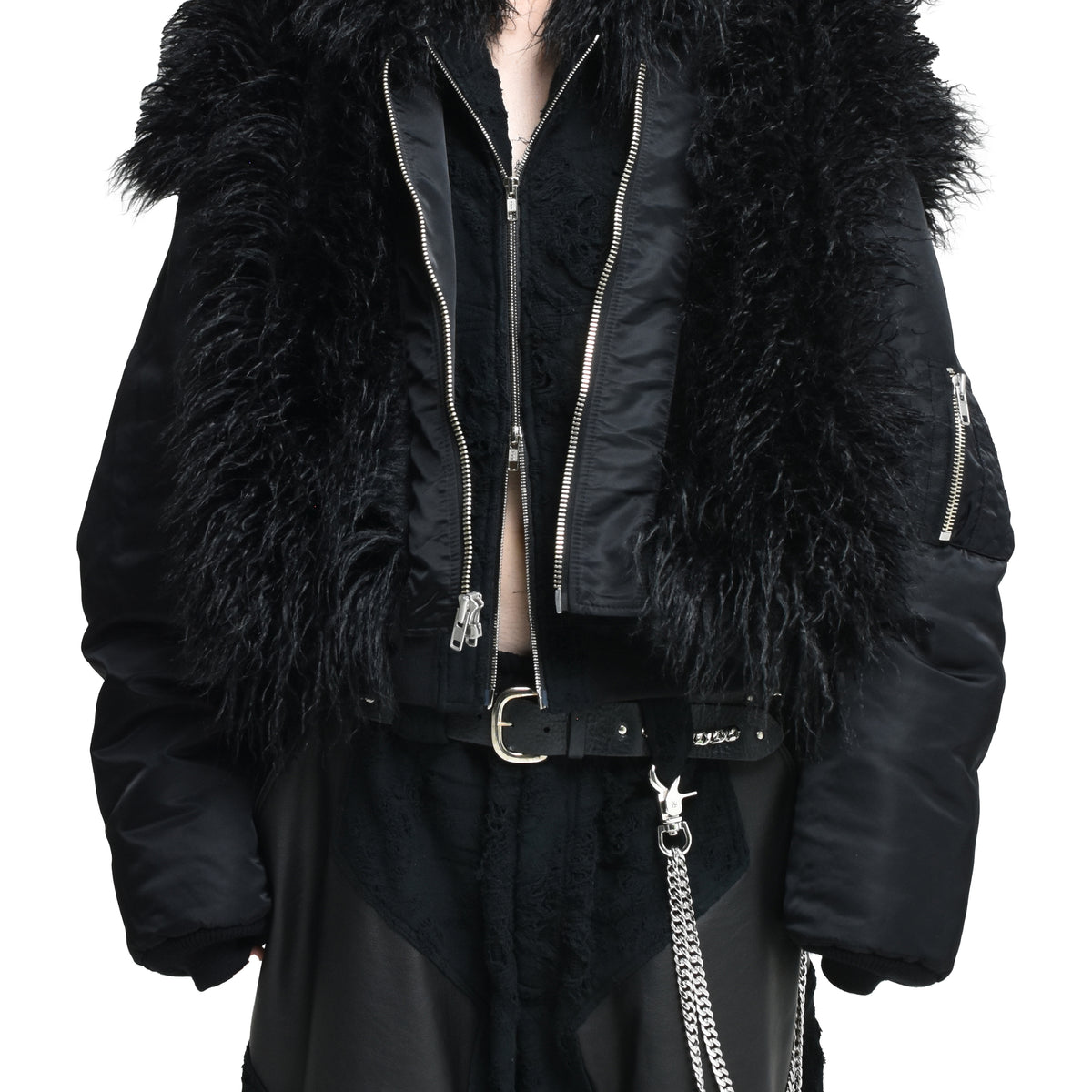 FILTH FW25 HAIRY REVERSIBLE BOMBER / CORE BLK - NUBIAN