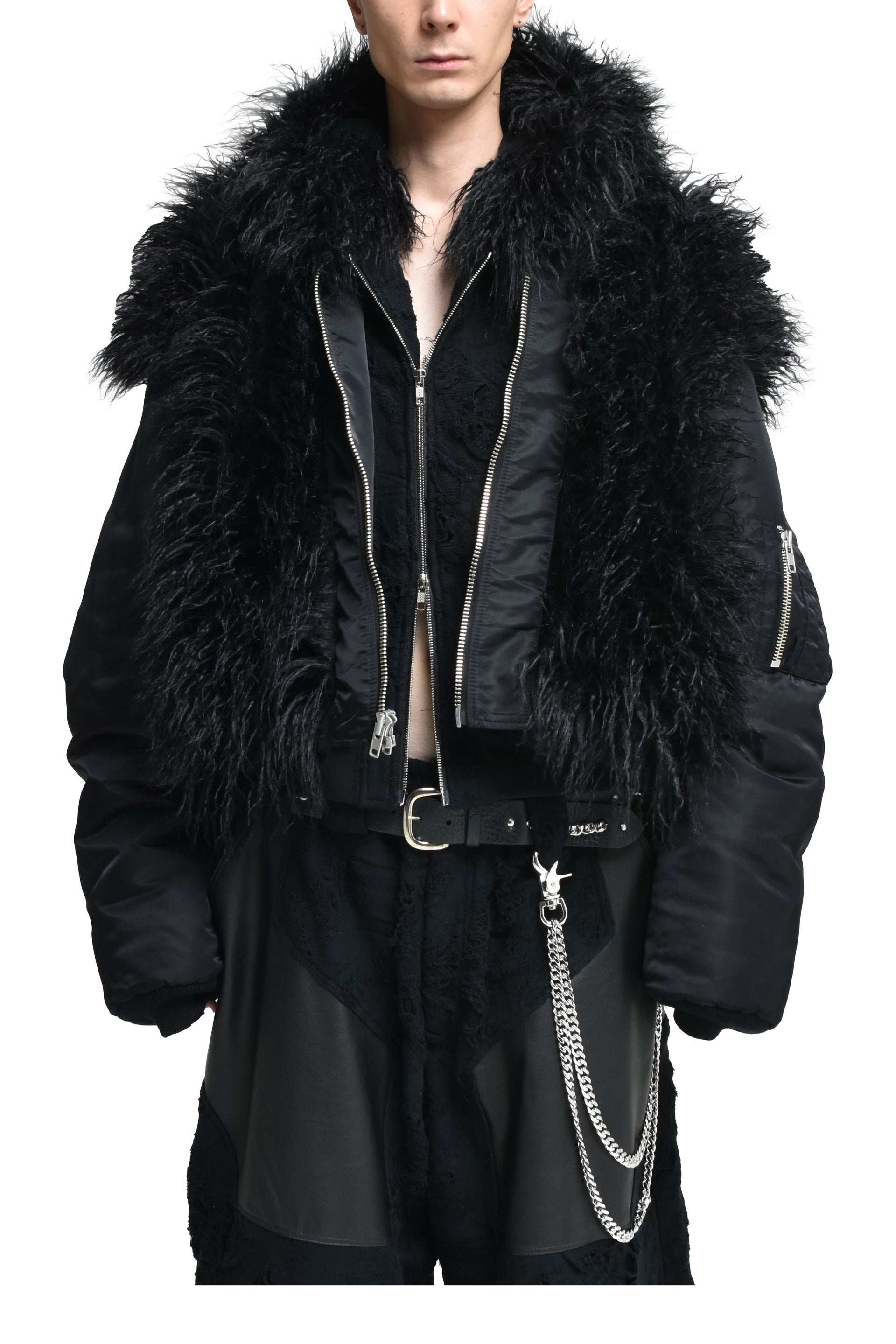 HAIRY REVERSIBLE BOMBER / CORE BLK