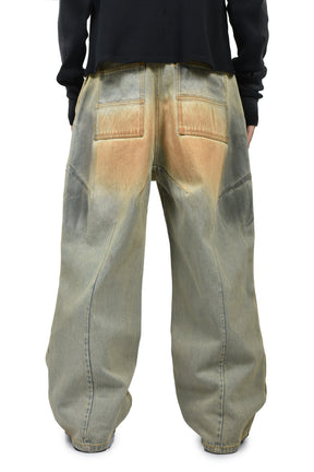 FRONT ZIP BAGGY DENIM V2 / DIRTY WASHED BLU 