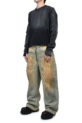 FRONT ZIP BAGGY DENIM V2 / DIRTY WASHED BLU 