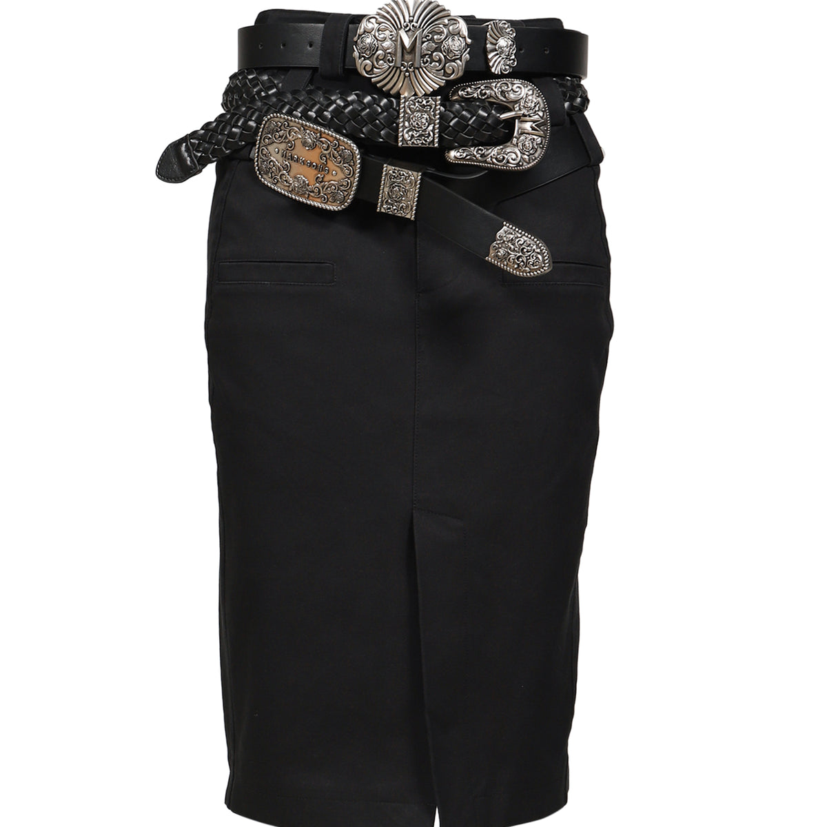 新品✦マークアンドロナ✦2024秋冬CD11-TTSK✦2wayスカートブラック MARKGONG マークゴン SS26 BLACK PENCIL SKIRT WITH DETACHABLE BELTS