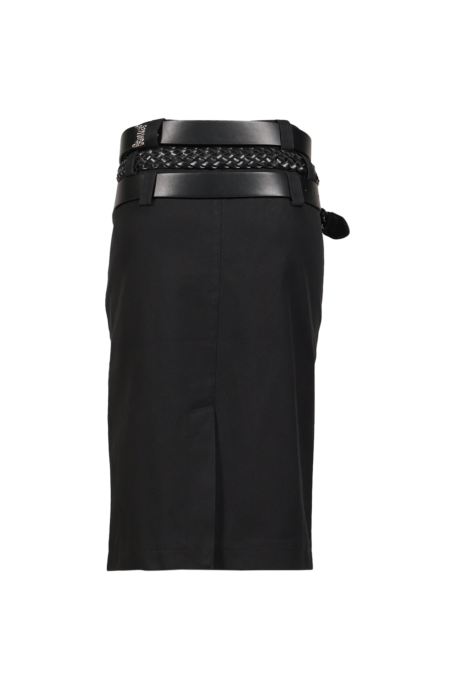 BLACK PENCIL SKIRT WITH DETACHABLE BELTS / BLK