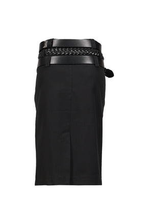 BLACK PENCIL SKIRT WITH DETACHABLE BELTS / BLK