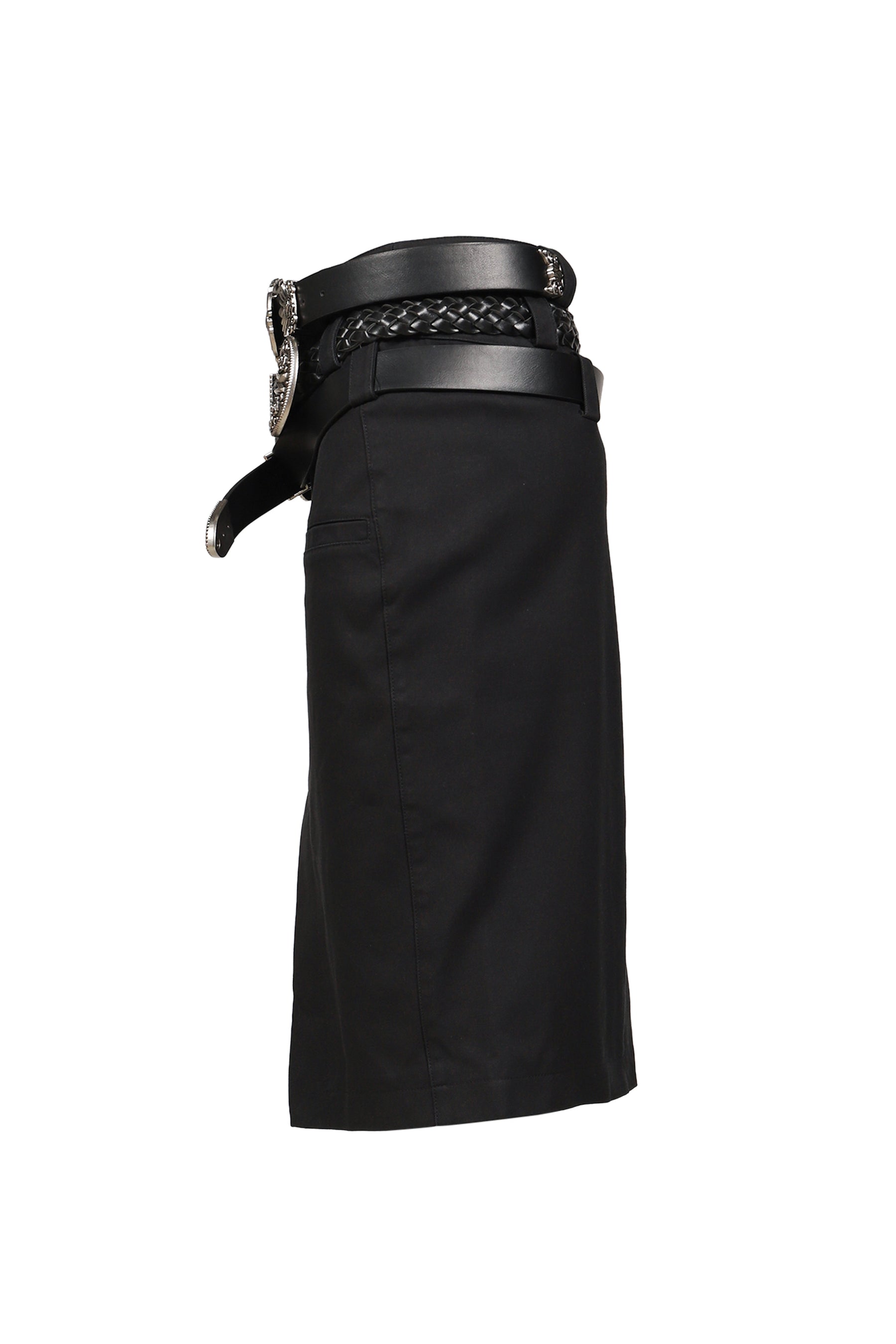 BLACK PENCIL SKIRT WITH DETACHABLE BELTS / BLK