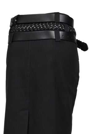 BLACK PENCIL SKIRT WITH DETACHABLE BELTS / BLK