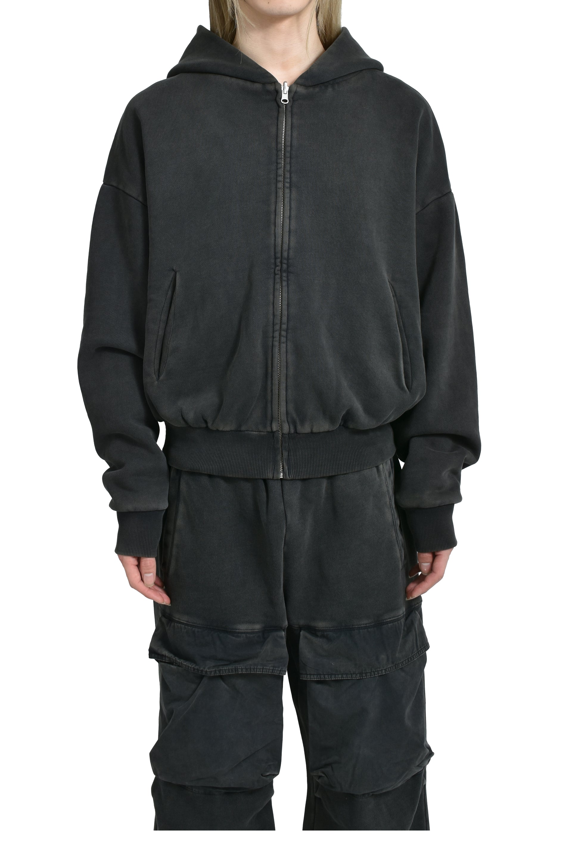 entire studios THERMAL HOOD / WASHED BLK