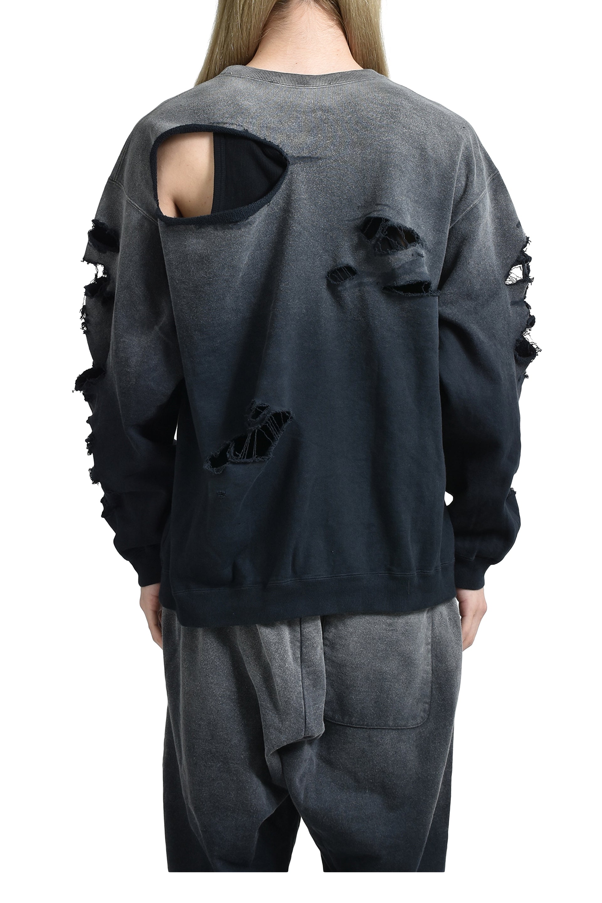 JUN/NAKAYAMA DISTRESSED CREWNECK / DRK