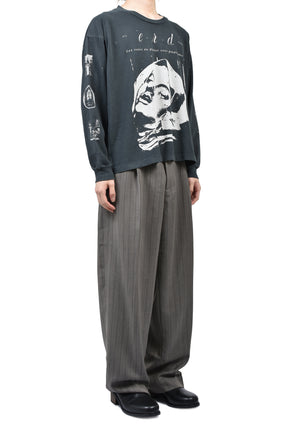 CARROT LEG TROUSERS / GREIGE PINSTRIPE