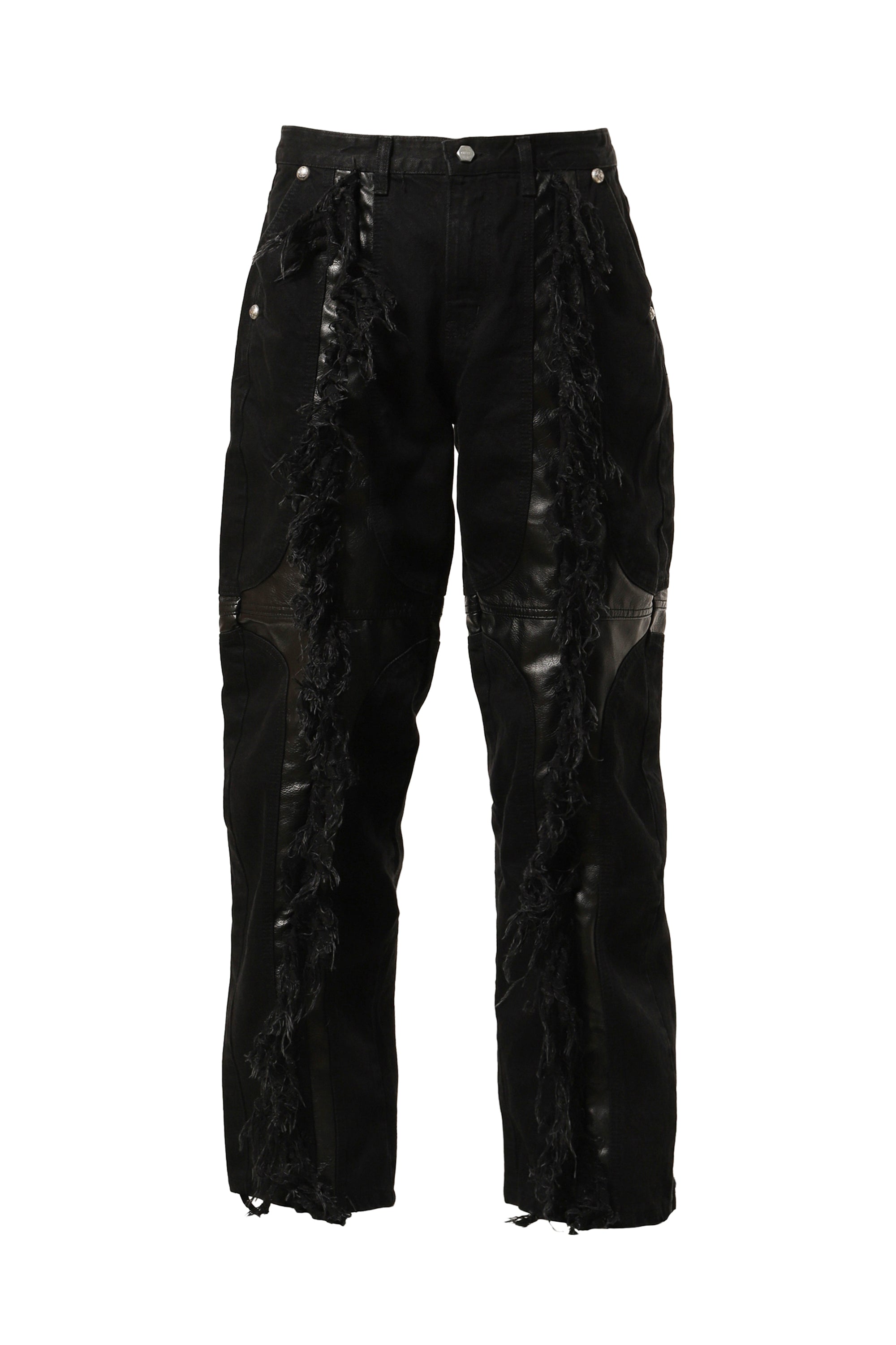 Thug Club サグクラブSS24 MOHICAN LEATHER DENIM PANTS