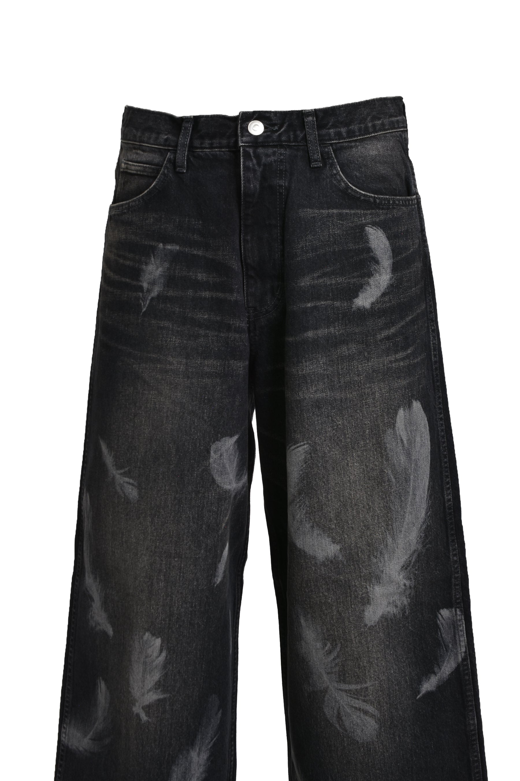 "MASU BOYS" FEATHER BAGGY JEANS / BLK