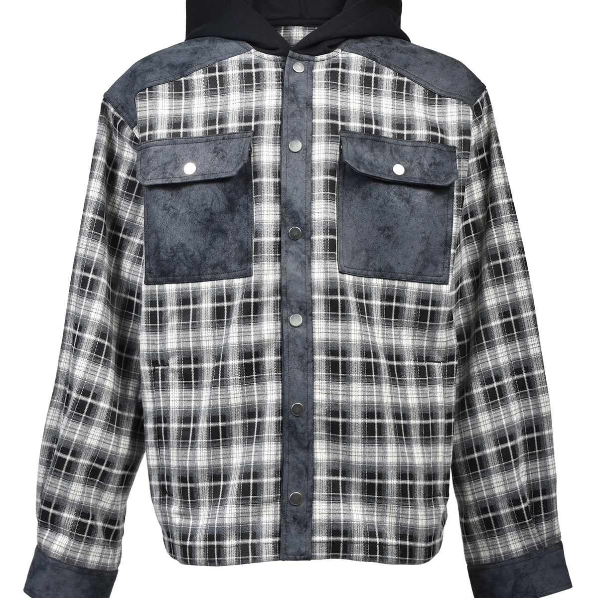 BREATH ブレス SS26NEW RICH CHECK HOODIE SHIRT / BLK WHT - NUBIAN
