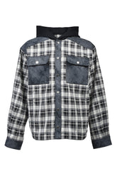 NEW RICH CHECK HOODIE SHIRT / BLK WHT