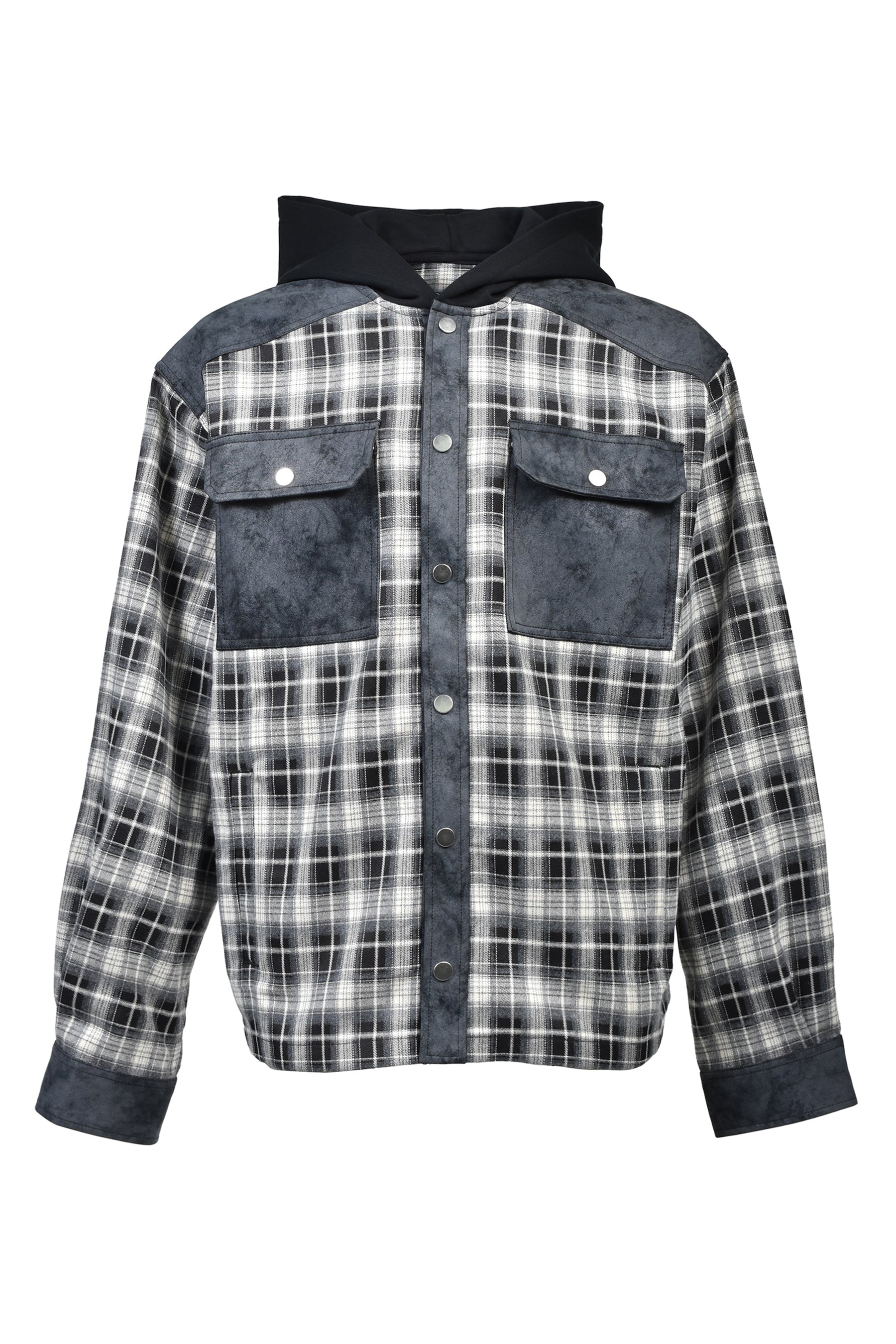 NEW RICH CHECK HOODIE SHIRT / BLK WHT