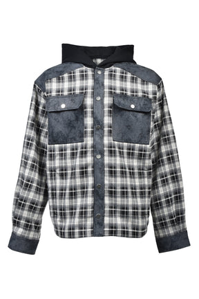 NEW RICH CHECK HOODIE SHIRT / BLK WHT