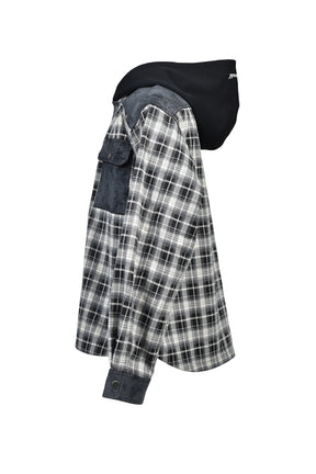 NEW RICH CHECK HOODIE SHIRT / BLK WHT