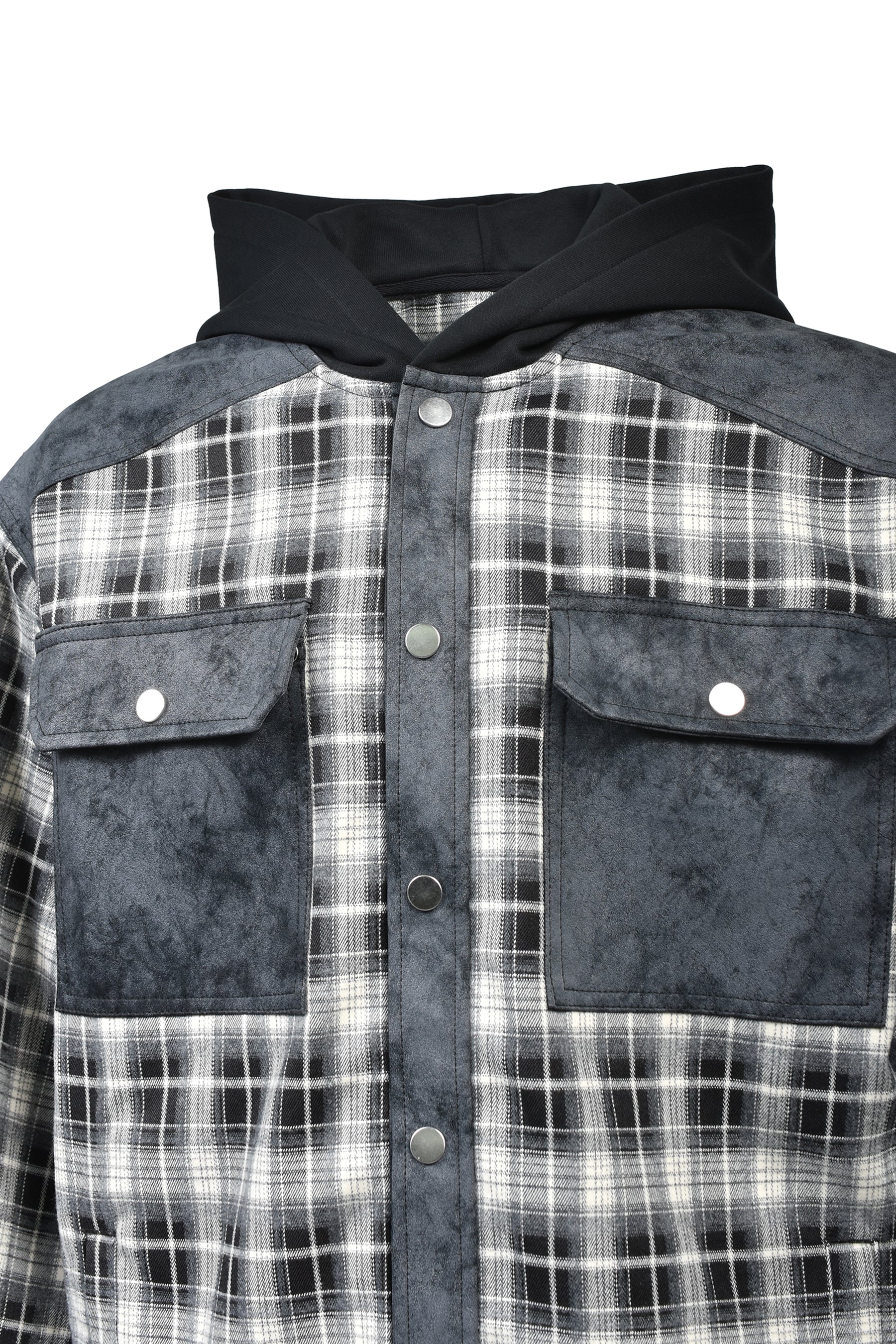 NEW RICH CHECK HOODIE SHIRT / BLK WHT