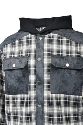 NEW RICH CHECK HOODIE SHIRT / BLK WHT