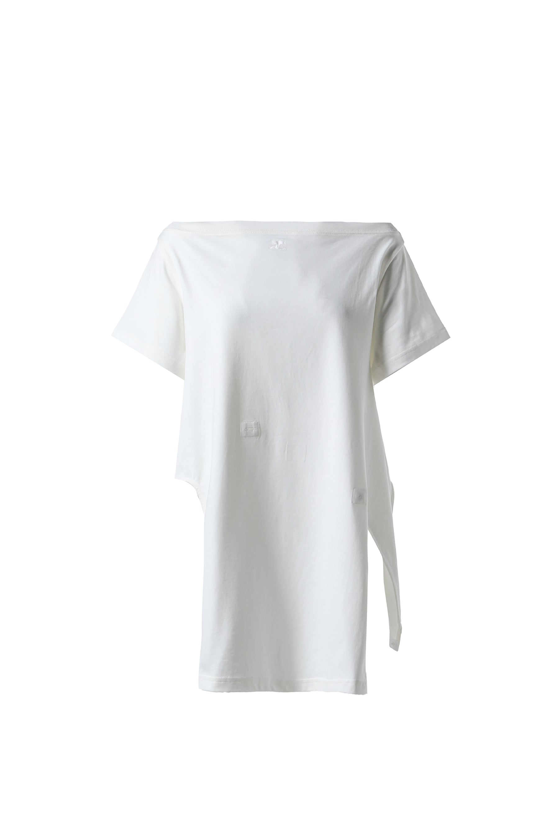 BOAT NECK BODY COTTON MINI DRESS / WHT