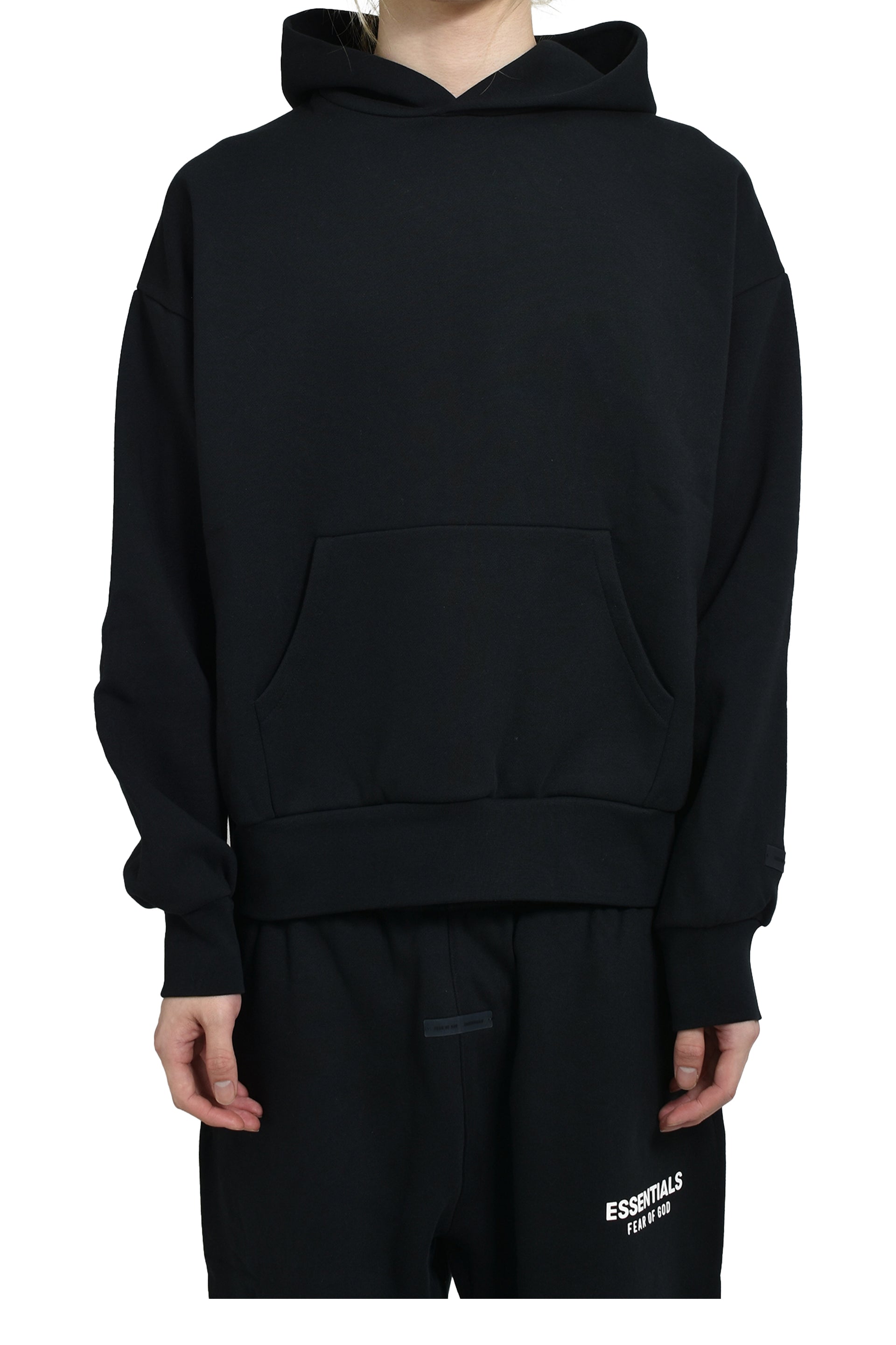 ESSENTIALS CLASSIC FIT FLEECE HOODIE / JET BLK