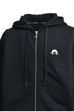 MOON LOGO FLEECE ZIPPED HOODIE / BLK