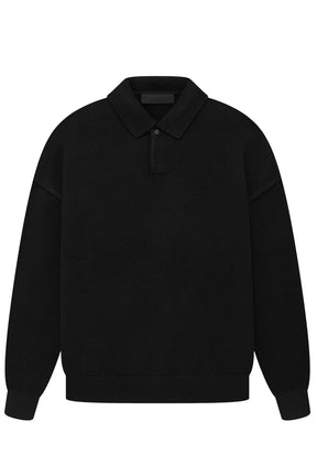 ESSENTIALS KNIT POLO / BLK