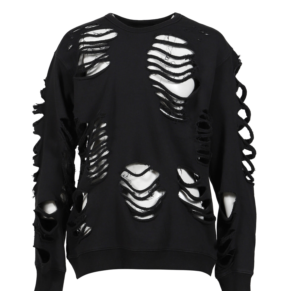 トップス jun/nakayama DISTRESSED CREWNECK / BLK JUN/NAKAYAMA FW25 DISTRESSED CREWNECK / BLACK - NUBIAN