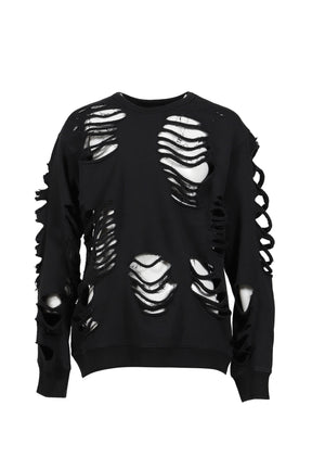 DISTRESSED CREWNECK / BLACK