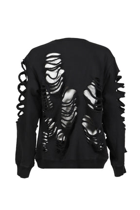 DISTRESSED CREWNECK / BLACK