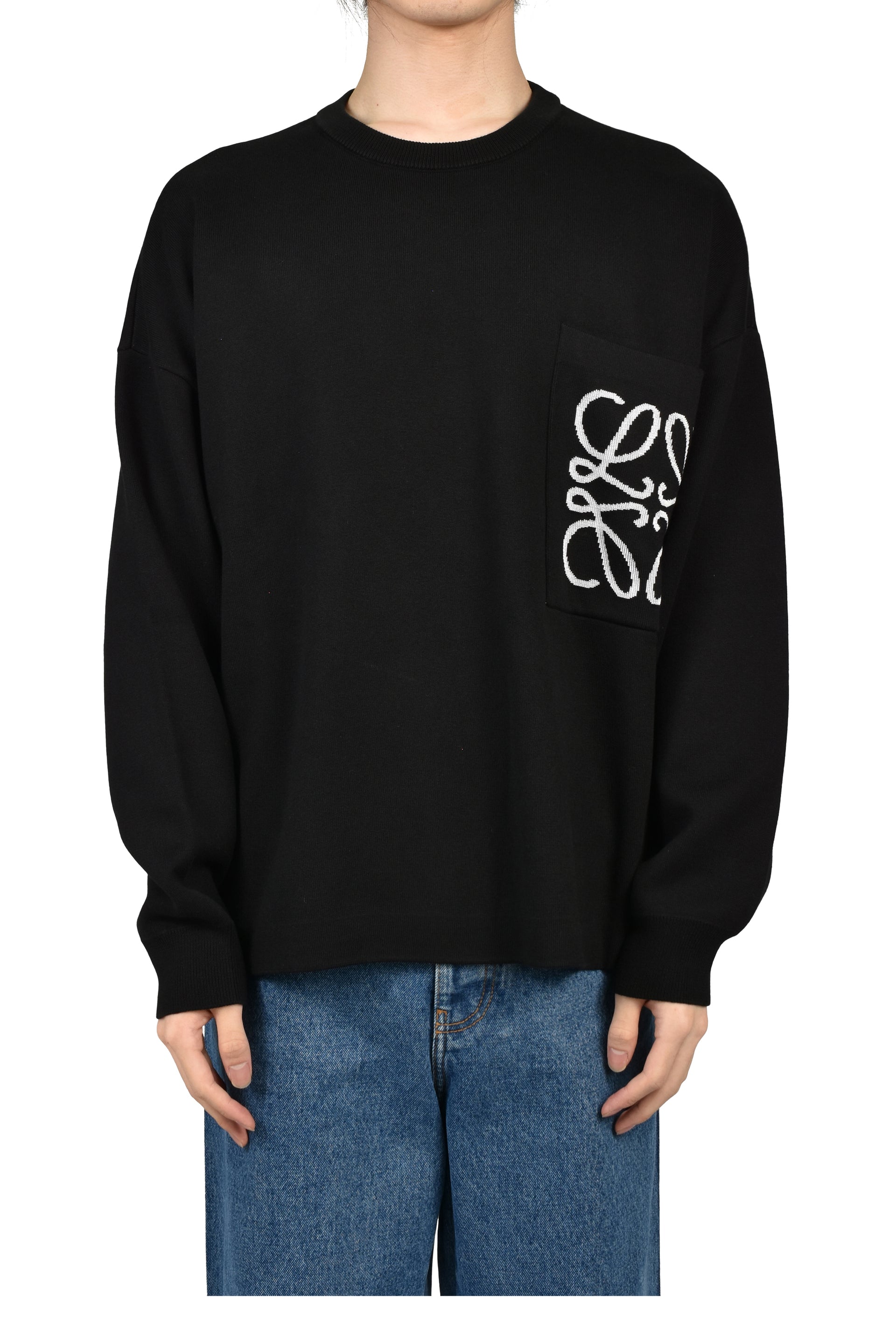 ANAGRAM POCKET SWEATER / BLK WHT