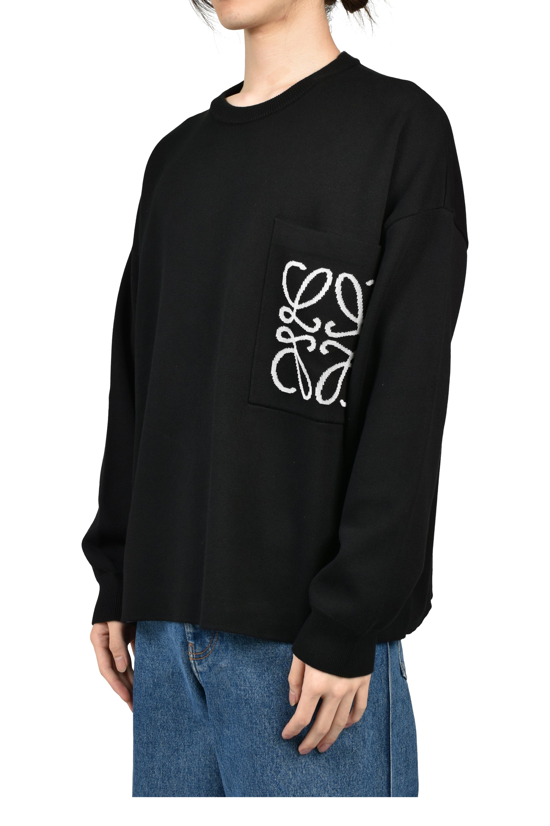 ANAGRAM POCKET SWEATER / BLK WHT