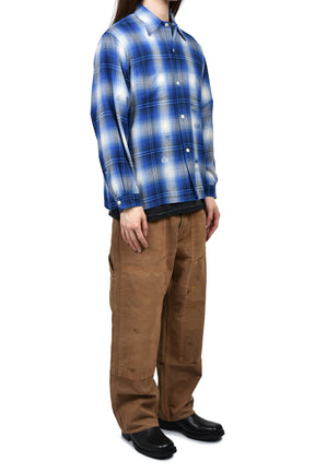 REMADE RAYON PLAID SHIRT AGED(EXCLUSIVE) / BLU×WHT