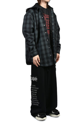 OVERSIZE HOODED FLANNEL SHIRT / CHA