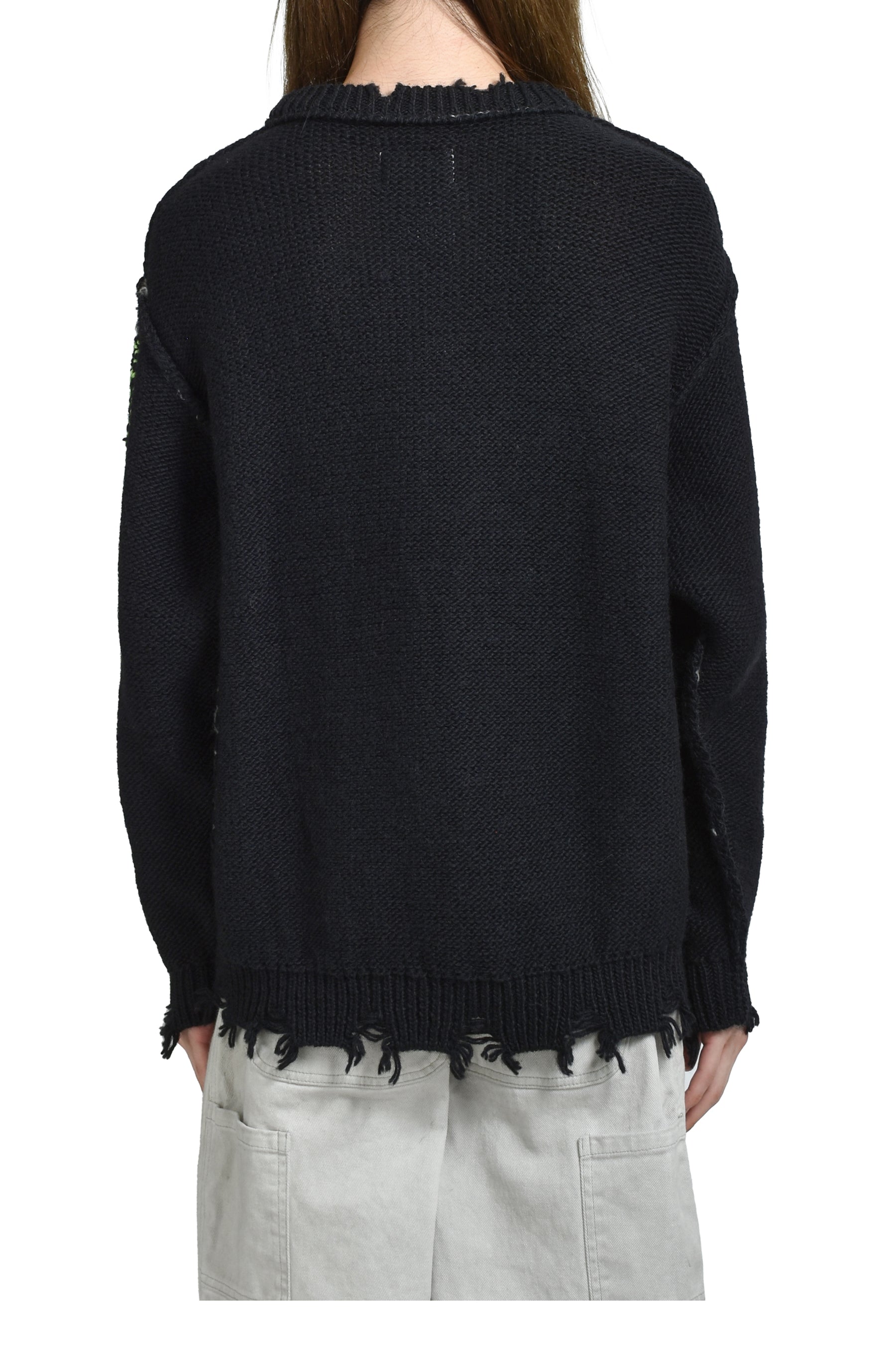 GLOW-IN-THE-DARK SKULL KNIT PULLOVER / BLK