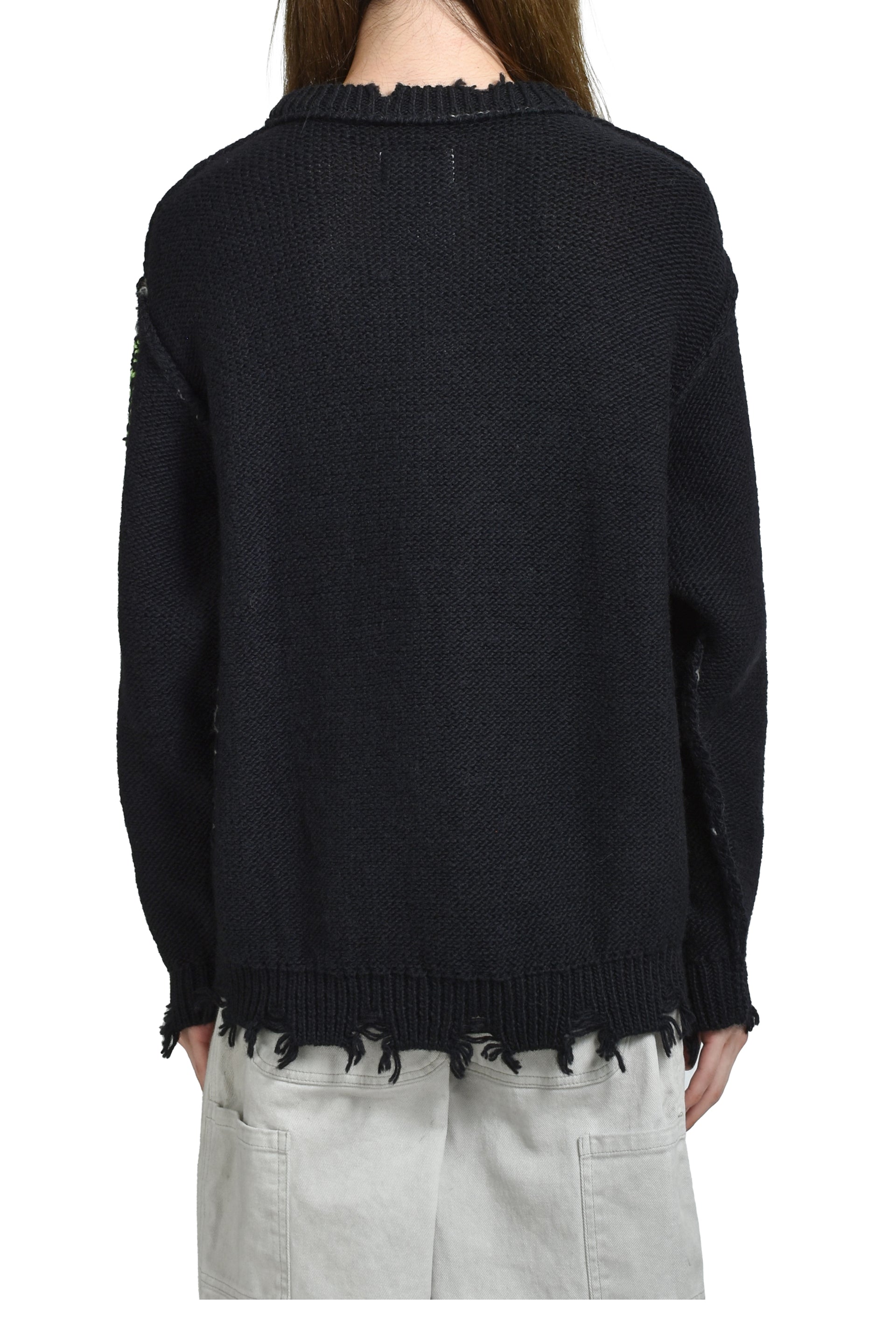 GLOW-IN-THE-DARK SKULL KNIT PULLOVER / BLK